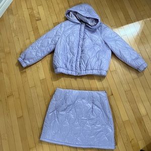 Purple puffer jacket & skirt set
